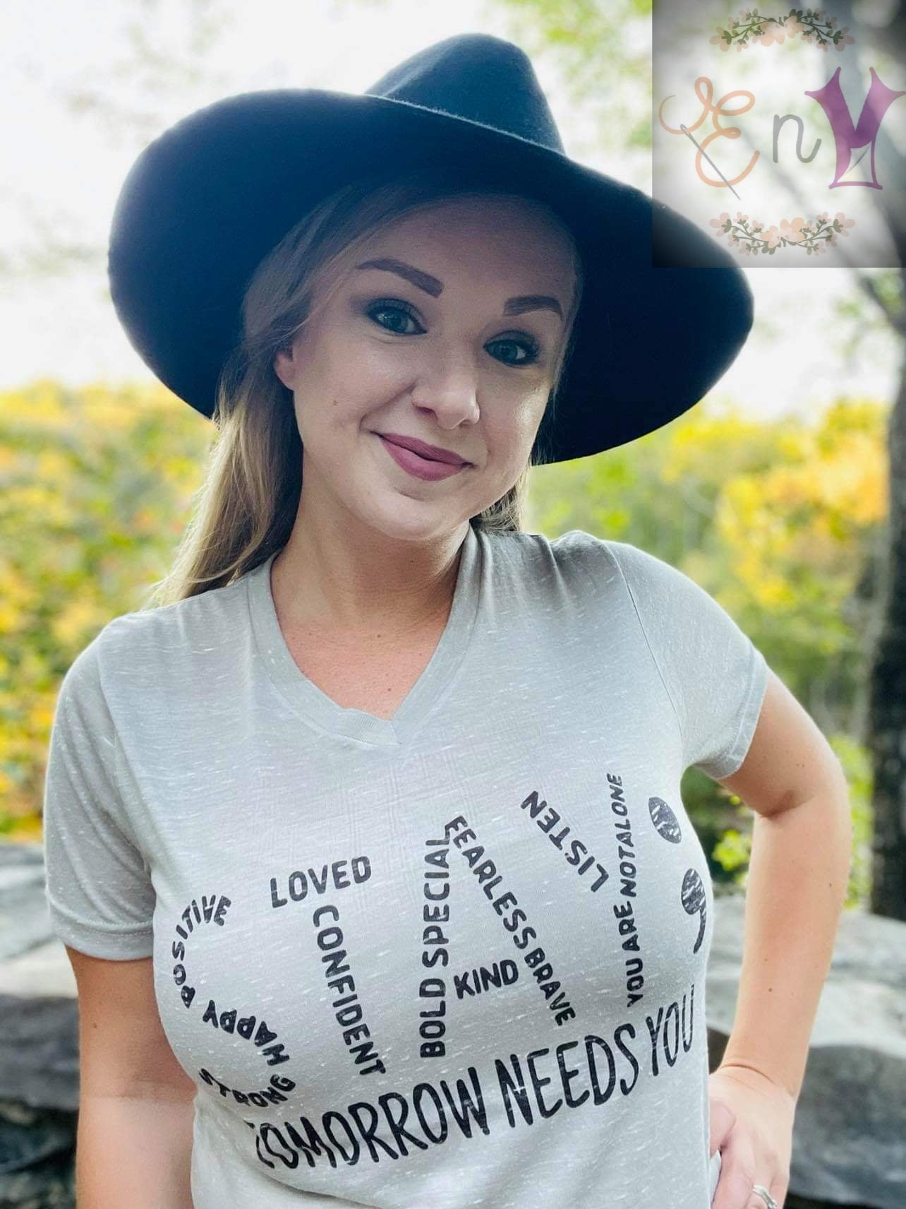 Stay; Semicolon V-Neck Tee