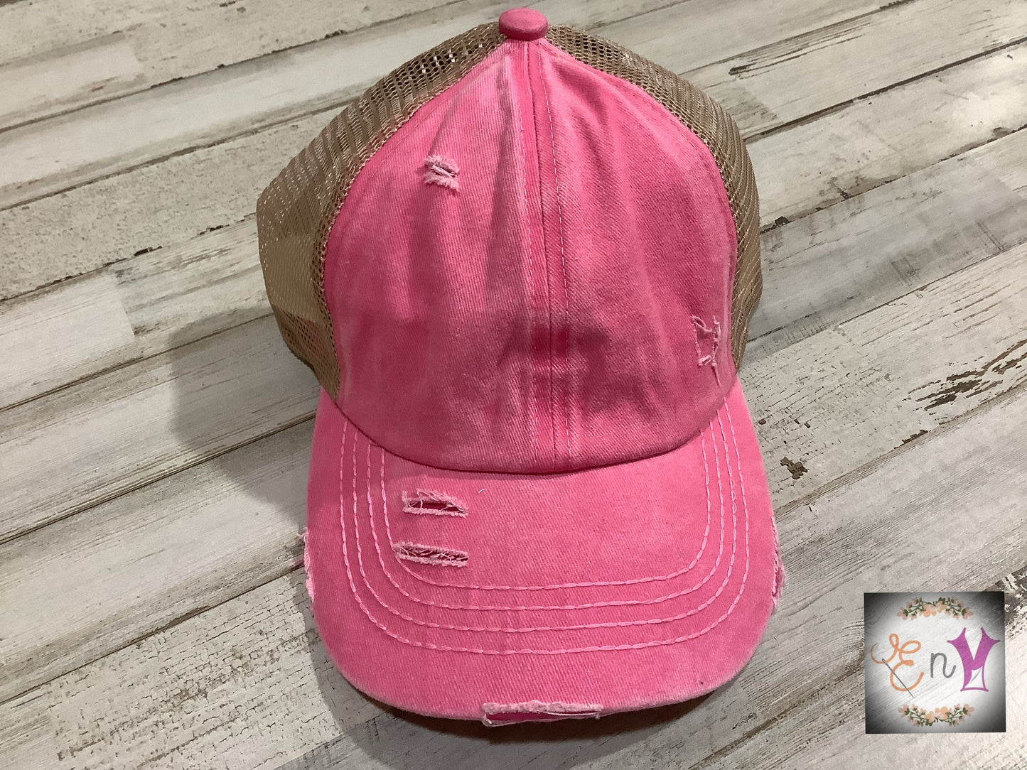 C.C. Distressed Ponytail Trucker Hat