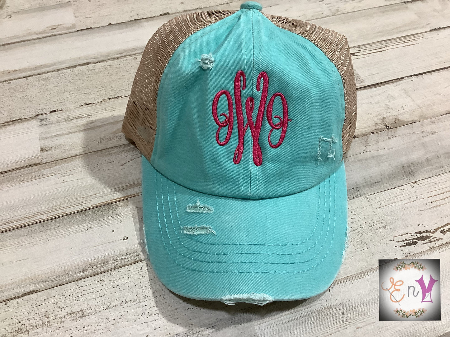 C.C. Distressed Ponytail Trucker Hat