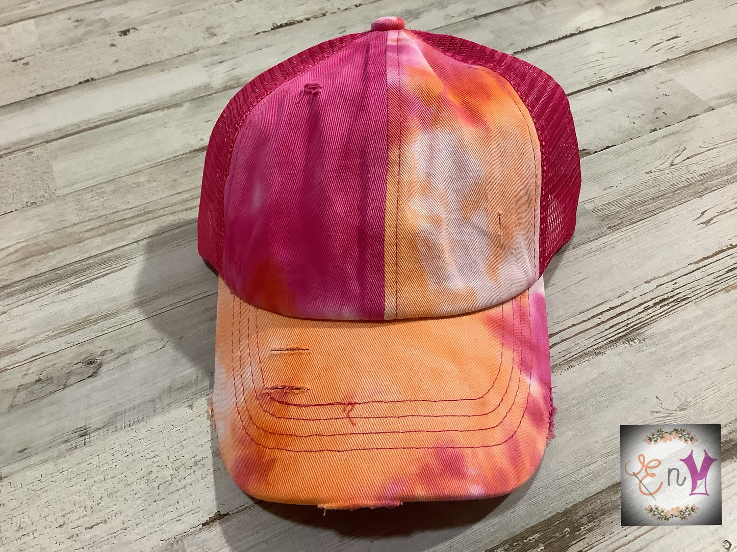 C.C. Distressed Ponytail Trucker Hat