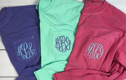 Comfort Colors Embroidery Monogram Long Sleeve
